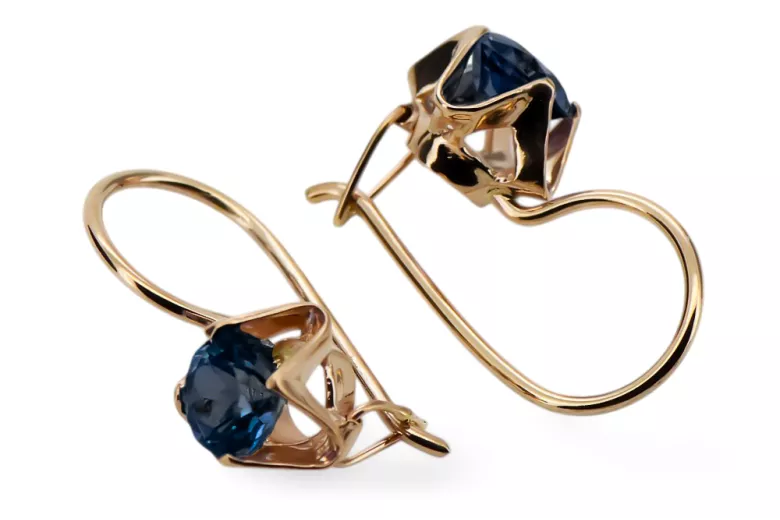 Sapphire Original Vintage 14K Rose Gold Earrings Vintage Jewlery vec142r